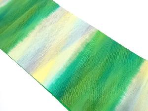 手織り紬横段模様織り出し袋帯